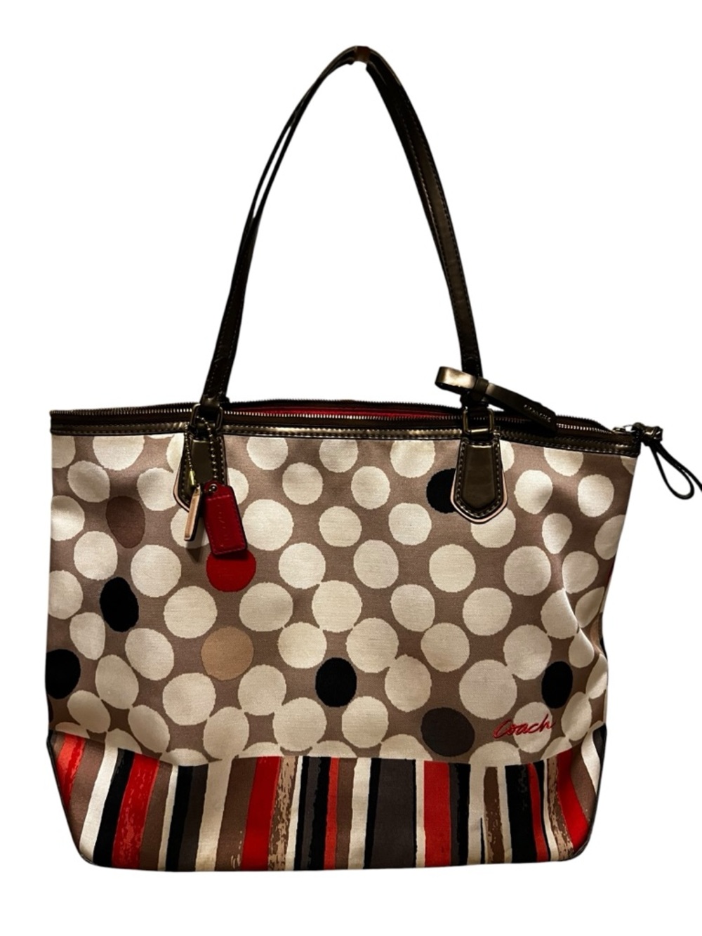 Coach Poppy Watercolor Polka Dot Tote Bag